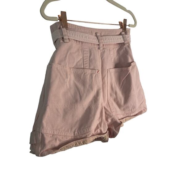 Isabel Marant Ike Belted 100% Cotton Mini Shorts High Waist Pink Size 34 $595 - Picture 8 of 9